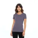 Wholesale women's short-sleeve crew neck t-shirt in charcoal gray