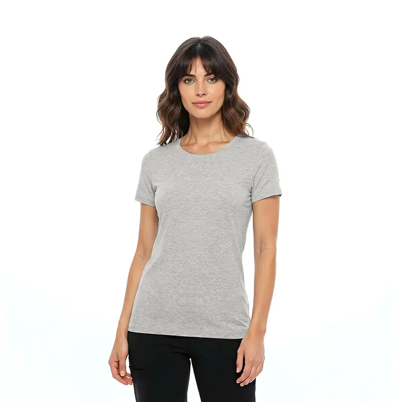 Wholesale women's gray short-sleeve crew neck t-shirt