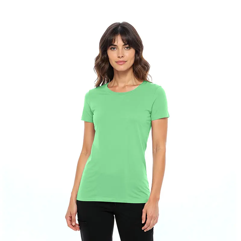 Wholesale women's green short sleeve crew neck t-shirt