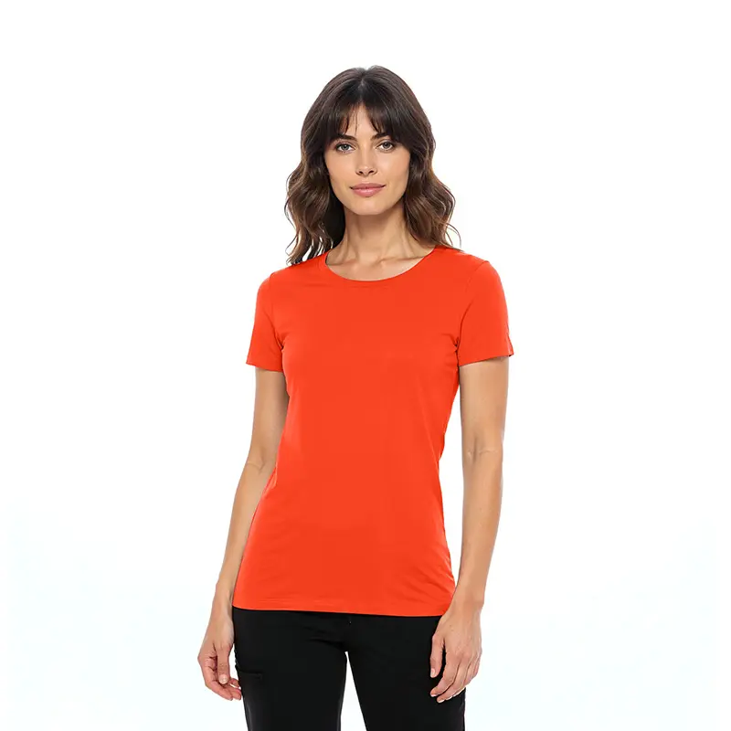 Wholesale women's short-sleeve crewneck t-shirt in red