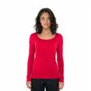 Wholesale women's red long-sleeve scoop neck t-shirt