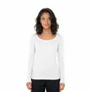Wholesale women's white long-sleeve scoop neck fitted t-shirt