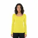 Wholesale women's yellow long-sleeve scoop neck t-shirt