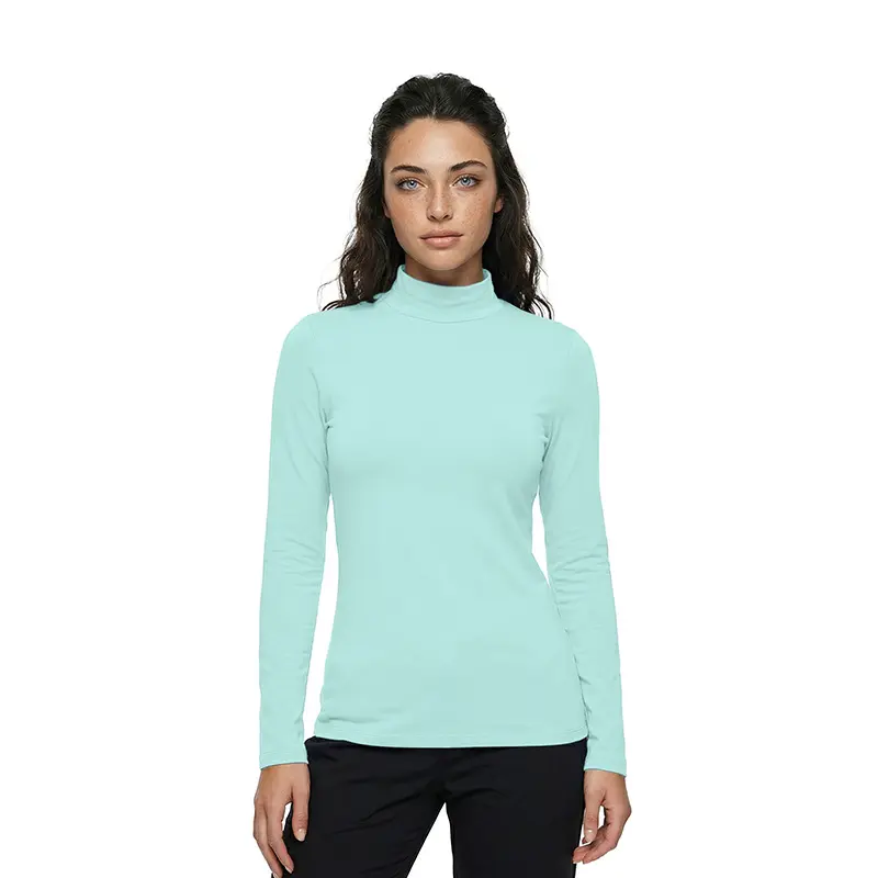 Wholesale women's mint green long-sleeve turtleneck top