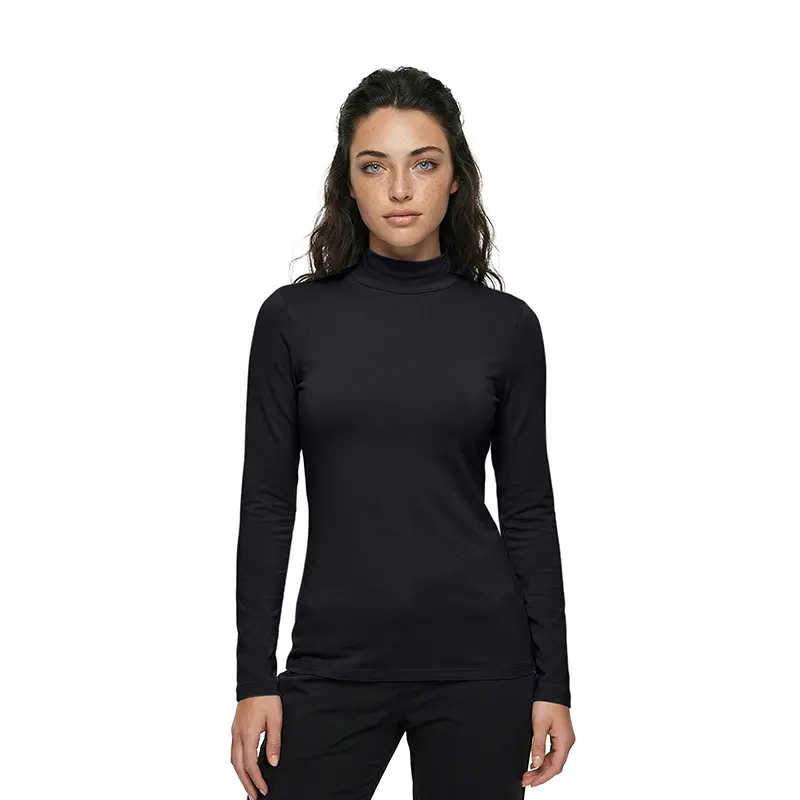 Wholesale women's black long-sleeve turtleneck top