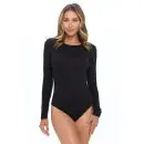 Wholesale women's black long-sleeve crew neck bodysuit