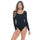 Wholesale women's black long sleeve scoop neck bodysuit