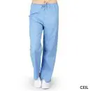 Wholesale women's light blue scrub pants with drawstring waist and cargo pockets
