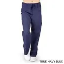 Wholesale women's true navy blue cargo scrub pants with drawstring waist and side pockets