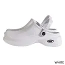 Wholesale white slip-on clog with adjustable heel strap and textured upper