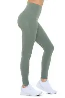 Wholesale sage green high-waist leggings with side pockets and seaming detail