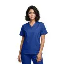 Wholesale women's royal blue scrub top with v-neckline and chest pockets