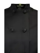 Wholesale black double-breasted blazer with textured buttons and notch collar, size s