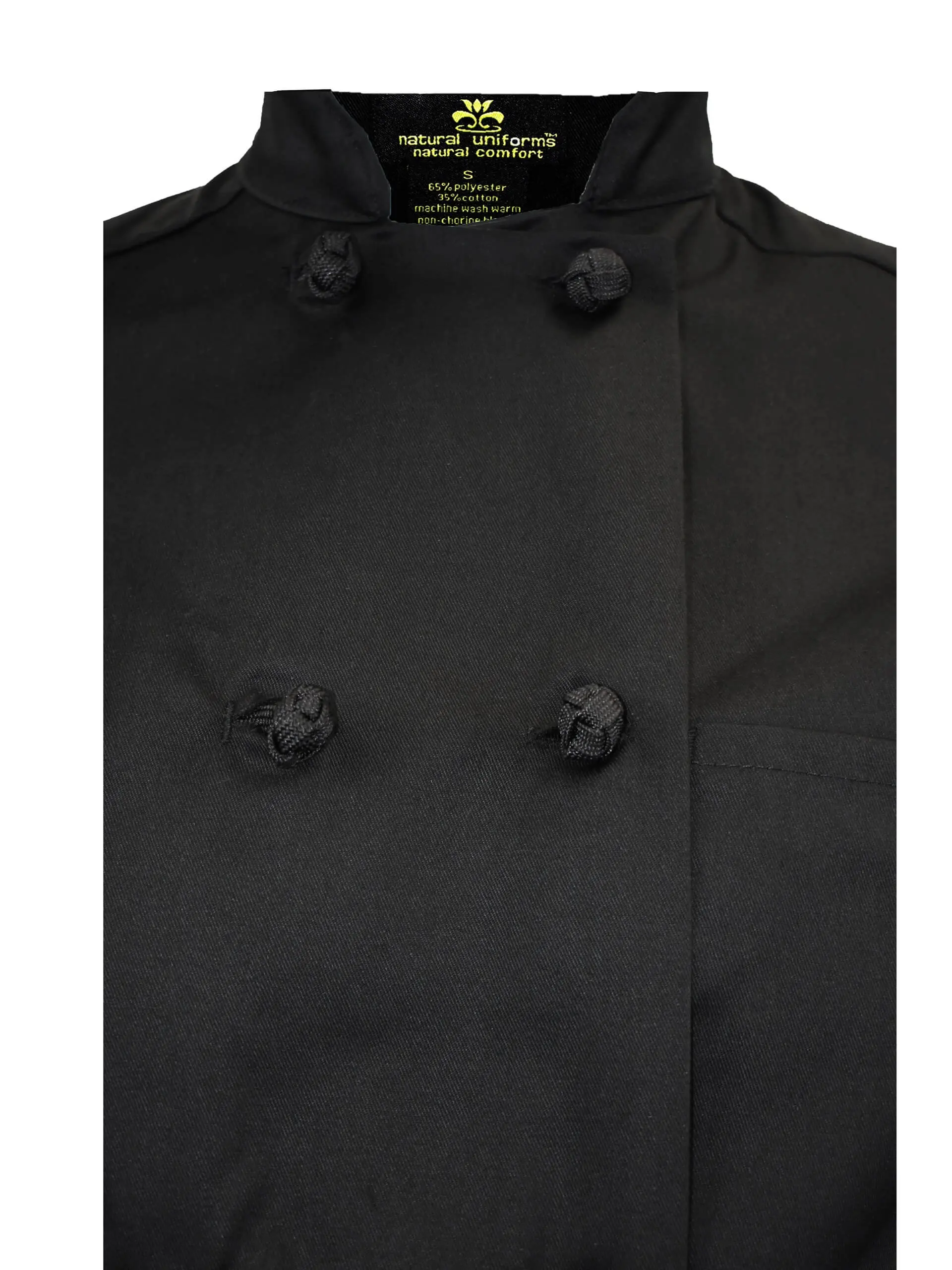 Wholesale black double-breasted blazer with textured buttons and notch collar, size s