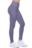 Wholesale women's purple high-waisted leggings with side pockets and ankle cuffs