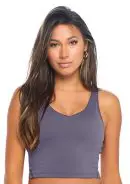Wholesale women's purple v-neck sports bra with seamless design