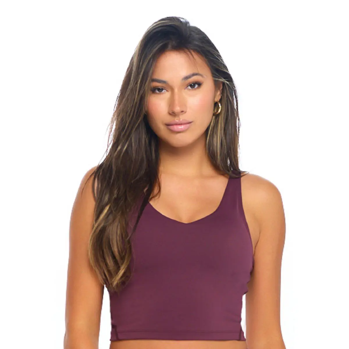 Wholesale women's burgundy v-neck racerback tank top