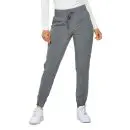 Wholesale women's heather gray jogger pants with drawstring waist and cuffed ankles