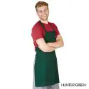 Wholesale men's hunter green apron with white gingham trim and adjustable neck strap
