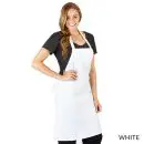 Wholesale women's white apron with black trim and adjustable neck strap