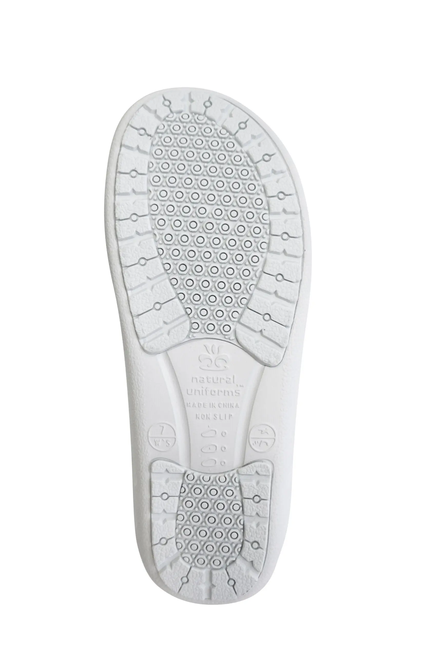 Wholesale white slip-on shoe sole with textured tread pattern and circular grip design
