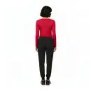 Wholesale women's red long sleeve crop top and black jogger pants set