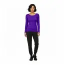 Wholesale women's purple long sleeve crew neck top with black jogger pants and black lace-up shoes