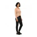 Wholesale women's long-sleeve peach top and black jogger pants set with black sneakers