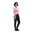 Wholesale women's pink long-sleeve top with black jogger pants and black sneakers