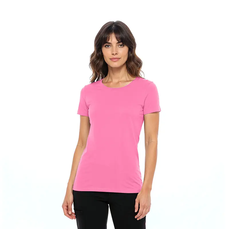 Wholesale women's pink short-sleeve crew neck t-shirt