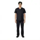 Wholesale men's black v-neck scrub top and cargo pants set
