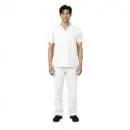 Wholesale men's white v-neck scrub top and cargo pants set