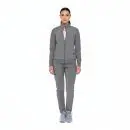 Wholesale women's gray zip-up jacket and matching jogger pants set with white sneakers