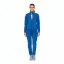 Wholesale women's blue zip-up track jacket and matching jogger pants set with white sneakers