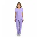 Wholesale women's lavender scrubs set with v-neck top and cargo pants