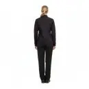 Wholesale women's black zip-up jacket and straight-leg pants athletic set, back view