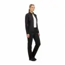Wholesale women's black zip-up jacket with white shirt and black pants
