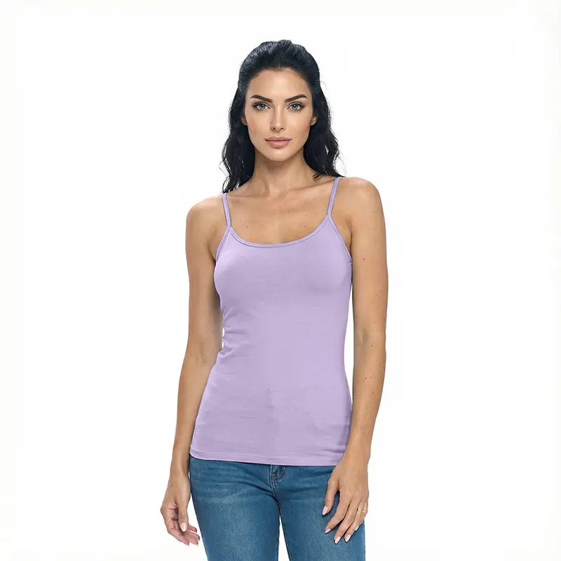 Wholesale women's lavender camisole tank top with adjustable straps and scoop neckline