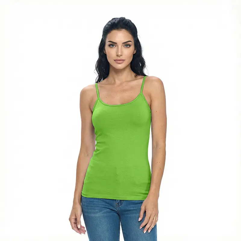 Wholesale women's lime green camisole tank top with spaghetti straps
