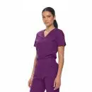 Wholesale women's purple scrub top with v-neckline and short sleeves