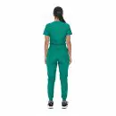 Wholesale women's green short-sleeve t-shirt and jogger pants set, back view