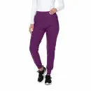 Wholesale women's purple jogger pants with elastic waistband and cuffed ankles
