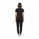 Wholesale women's black short-sleeve t-shirt and jogger pants set, back view