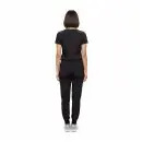 Wholesale women's black short-sleeve t-shirt and jogger pants set, back view