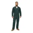 Wholesale men's dark green long-sleeve coverall with front zipper and chest pocket