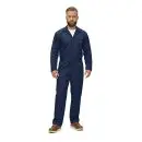 Wholesale men's navy blue long-sleeve coverall with front zipper and chest pocket