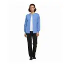 Wholesale women's blue button-up cardigan with white undershirt and black pants