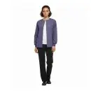 Wholesale women's purple button-front cardigan with white undershirt and black pants