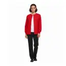Wholesale red snap front cardigan with white undershirt and black pants