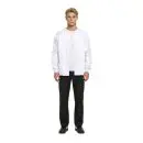 Wholesale men's white long-sleeve button-up shirt with chest pocket and black pants
